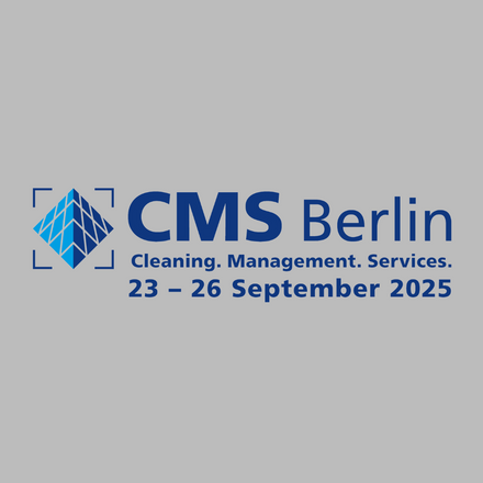 CMS Berlin logo with event dates: 23–26 September 2025 and the tagline Cleaning. Management. Services.