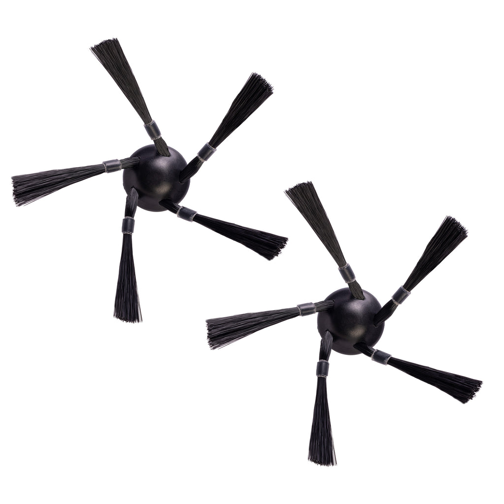 Two black, round side brushes (2 pieces) from Nexaro, with multi-bristles for thorough cleaning of NR 1500 vacuum cleaners, shown on a white background.