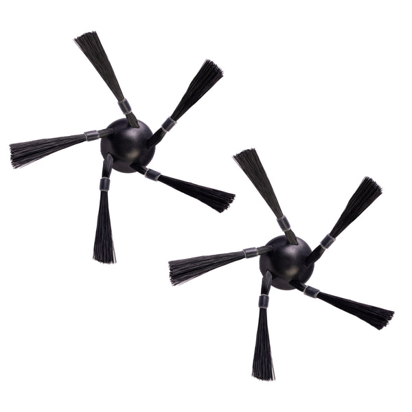 Two black, round side brushes (2 pieces) from Nexaro, with multi-bristles for thorough cleaning of NR 1500 vacuum cleaners, shown on a white background.